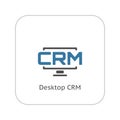 Desktop CRM System Icon. Flat Design