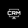 Desktop CRM System Icon. Flat Design.