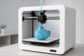 3D Printer Creating Blue Lattice Structure, generative ai Royalty Free Stock Photo