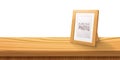 Desktop Empty wooden photo frames,stand on the table.Cartoon style, light color illustration.Realistic wood,transparent Royalty Free Stock Photo