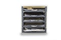 Desktop filing drawers full of papers on the white. Paper office tray Royalty Free Stock Photo