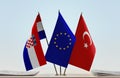 Flags of Croatia European Union and Turkey