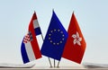 Flags of Croatia EU and Hong Kong