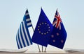 Flags of Greece EU and New Zealand