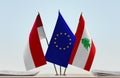 Flags of Monaco EU and Lebanon