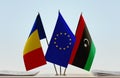 Flags of Romania EU and Libya