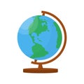 Desktop globe isolated on white background. School supplies. Flat vector illustration. Royalty Free Stock Photo