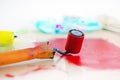 desktop graphics with a roller with red paint Royalty Free Stock Photo