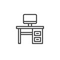 Desktop household furniture line icon