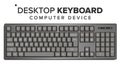 Desktop Keyboard Vector. 3D Realistic Classic Computer Keyboard Mockup. Isolated On White Illustration