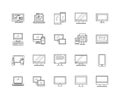 Desktop laptops notebooks line icons, signs, vector set, outline illustration concept