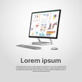 Desktop Logo Modern Computer Workstation Icon Monitor Financial Graph Diagram Infographic Royalty Free Stock Photo