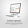 Desktop Logo Modern Computer Workstation Icon Monitor Financial Graph Diagram Infographic Royalty Free Stock Photo