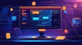 Desktop monitor displaying digital data and programming interface Royalty Free Stock Photo