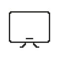Desktop Monitor Icon In Pixel Art. Pixelated Computer Screen for Technology and Work. Isolated Vector Illustration