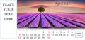 Desktop monthly calendar template with place logo and contact information. Royalty Free Stock Photo