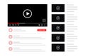 Video player interface website design. Desktop multimedia player mockup template. Video screen design elements for Royalty Free Stock Photo