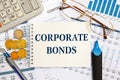 Desktop office desk and documents with CORPORATE BONDS