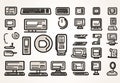Desktop PC icon setâline style design ideal for user interfaces (UI) Royalty Free Stock Photo