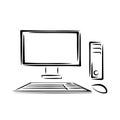 Desktop PC with keyboard and mouse. Vector illustration.