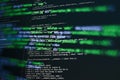 Desktop PC monitor photo. Javascript functions, variables, objects. Project managers work new idea. Future technology creation Royalty Free Stock Photo