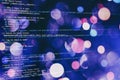 Desktop PC monitor photo. Javascript functions, variables, objects. Project managers work new idea. Future technology creation Royalty Free Stock Photo