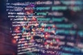 Desktop PC monitor photo. Javascript functions, variables, objects. Project managers work new idea. Future technology creation Royalty Free Stock Photo
