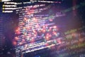 Desktop PC monitor photo. Javascript functions, variables, objects. Project managers work new idea. Future technology creation Royalty Free Stock Photo