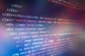 Desktop PC monitor photo. Javascript functions, variables, objects. Project managers work new idea. Future technology creation Royalty Free Stock Photo