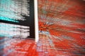Desktop PC monitor photo. Javascript functions, variables, objects. Project managers work new idea. Future technology creation Royalty Free Stock Photo