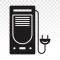 Desktop PC or personal computer with power plug flat icon for apps and websites Royalty Free Stock Photo