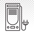 Desktop PC or personal computer with power plug line art icon for apps and websites Royalty Free Stock Photo