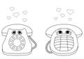 Desktop phones enamoured, contours Royalty Free Stock Photo