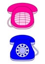 Desktop phones, pink and blue Royalty Free Stock Photo