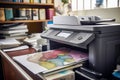 Desktop printer on desk in office - map printout