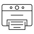 Desktop printer icon, outline style