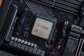 The desktop Ryzen 5000 series processor, based on the Zen 3 microarchitecture in AM4 motherboard socket Royalty Free Stock Photo