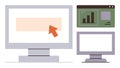 Digital Interface with Monitors Displaying Data and Navigation Elements Royalty Free Stock Photo
