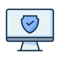 Desktop shield safe protected security single isolated icon with filled line style Royalty Free Stock Photo