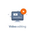 Desktop with video editing program, making movie, post production Royalty Free Stock Photo