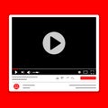 Desktop web video player. Multimedia player social media, play video online window with navigation icons, modern social media Royalty Free Stock Photo