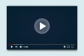 Desktop web video player. Multimedia player social media, play video online window with navigation icons, modern social media Royalty Free Stock Photo