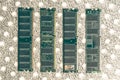 Desktop workstation server RAM memory chipsets. system, main memory, random access memory. DDR SDRAM modules Royalty Free Stock Photo