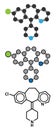 Desloratadine antihistamine drug molecule. Used to treat hay fever, urticaria and allergies