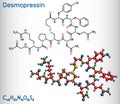 Desmopressin, desmopresina, desmopressinum molecule. It is antidiuretic peptide drug, synthetic analogue of vasopressin.