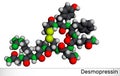 Desmopressin, desmopresina, desmopressinum molecule. It is antidiuretic peptide drug, synthetic analogue of vasopressin. Molecular