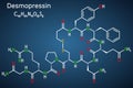 Desmopressin, desmopresina, desmopressinum molecule. It is antidiuretic peptide drug, synthetic analogue of vasopressin.