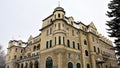 Desolate abandoned building of Grand Hotel Royal in Piestany, Slovakia during winter 2017