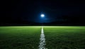 Desolate baseball stadium at night with an immaculate diamond illuminated by bright spotlights