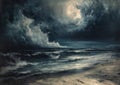 Desolate Depths: A Stormy Sea Ambient Album Cover